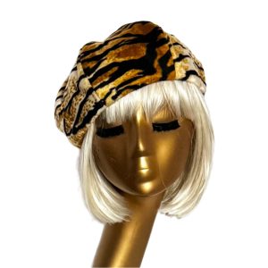 Cheetah Faux Fur Beret with Satin Lining