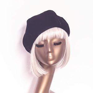 Black Velvet Beret with Satin Lining