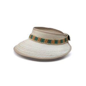 Textured Natural Long Brim Straw Visor