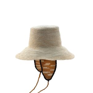 Natural Straw Brim Hat With Earflaps