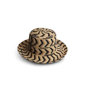 Black Flat Brim Woven Travel Hat