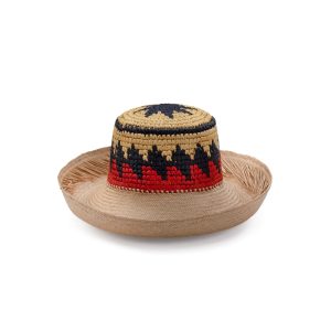 Colorful Crochet Woven Toquilla Brim Hat