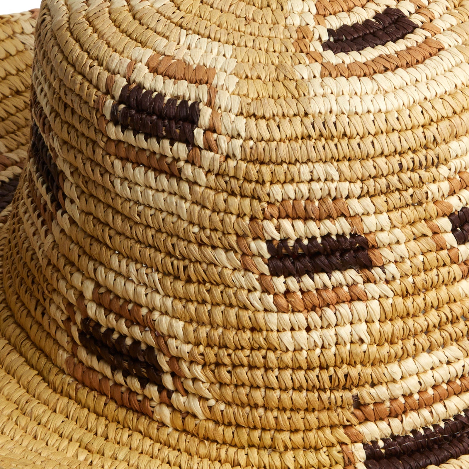 Packable Patterned Toquilla Straw Bucket Hat