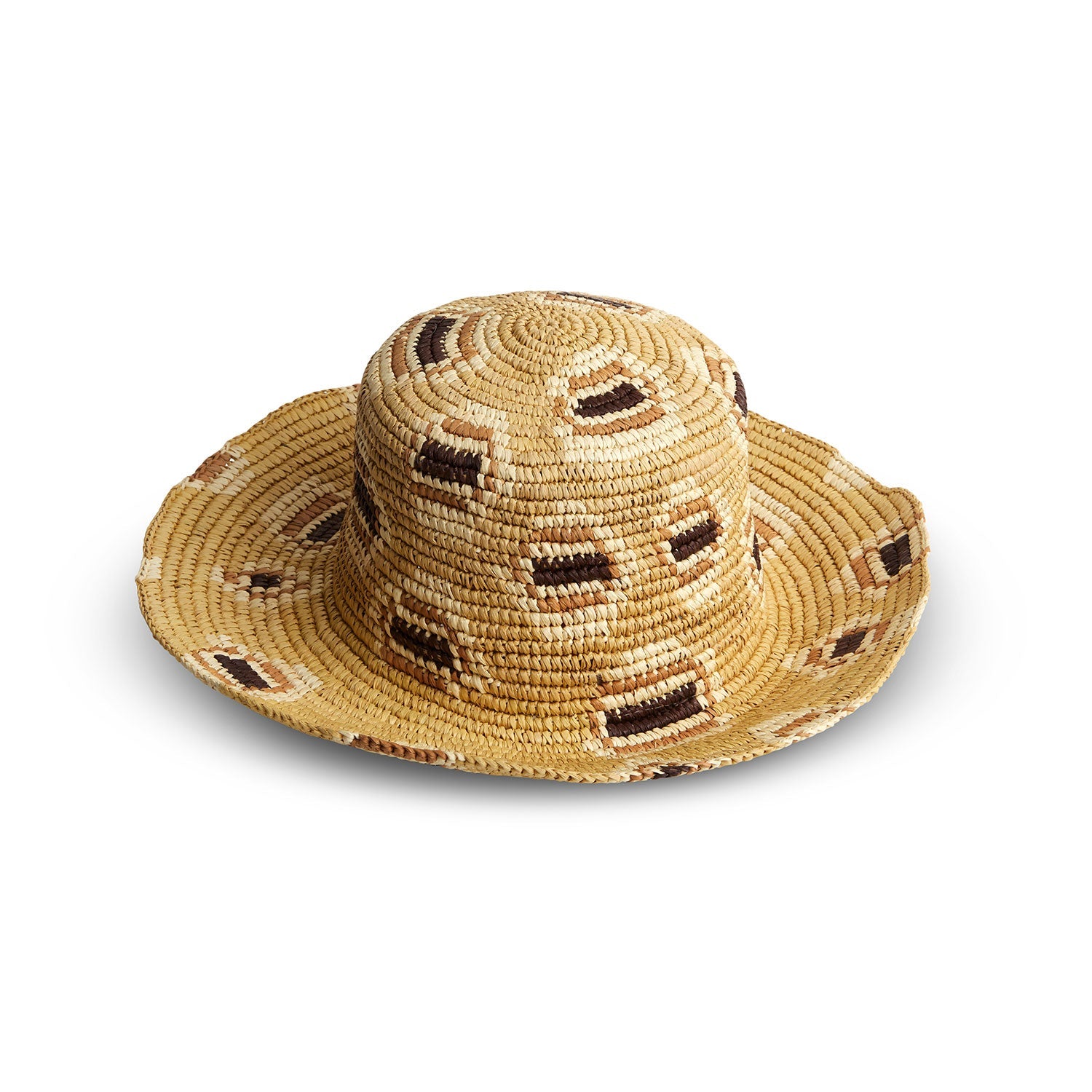 Packable Patterned Toquilla Straw Bucket Hat