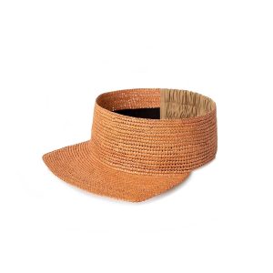 Tan Elastic Band Woven Straw Visor