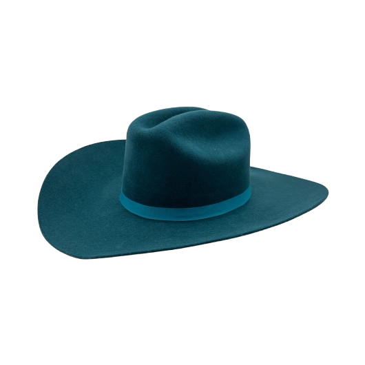 Wool Felt Hat with Structured Shape Detail Turquoise