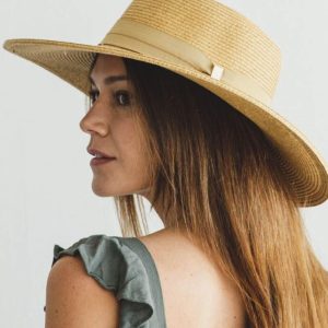Wide-Brim Straw Boater Sun Hat