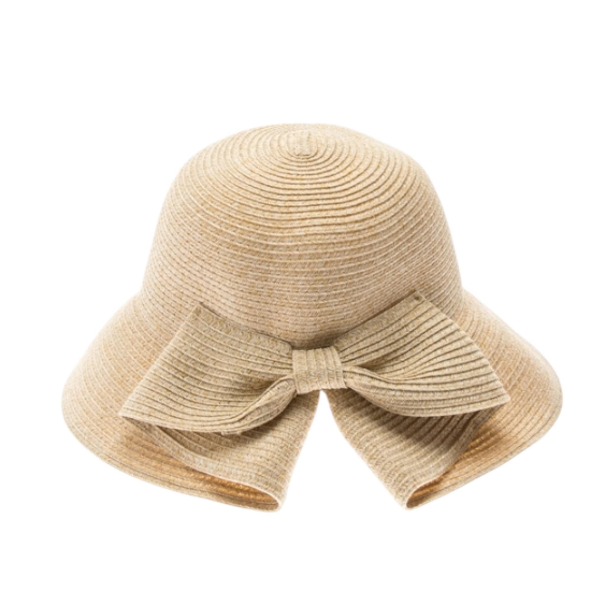 Packable Straw-Look Braid Sun Hat with Bow - Image 5
