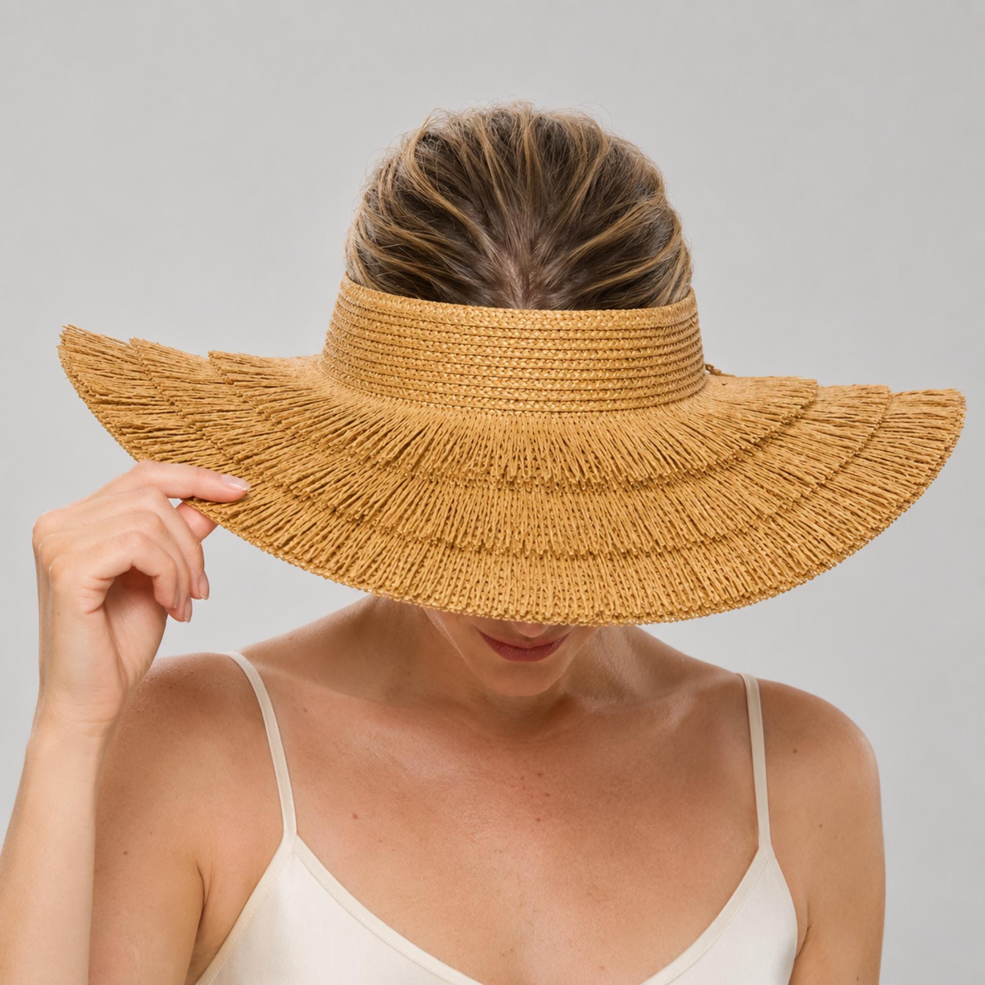 Split-Back Packable Straw-Look Summer Hat - Image 4