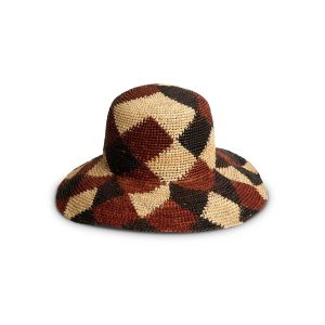 Geometric Woven Toquilla Palm Brim Hat