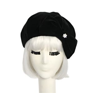 Velvet Beret Bow with Soft Velvet Finish